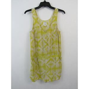 Urban Outfitters Yellow is Gold Medium 100% Silk Tie Dye Romper Yellow White